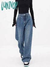 Lunivop Women’s High Waisted Straight Blue Jeans Vintage American Street Style Cowboy Pants